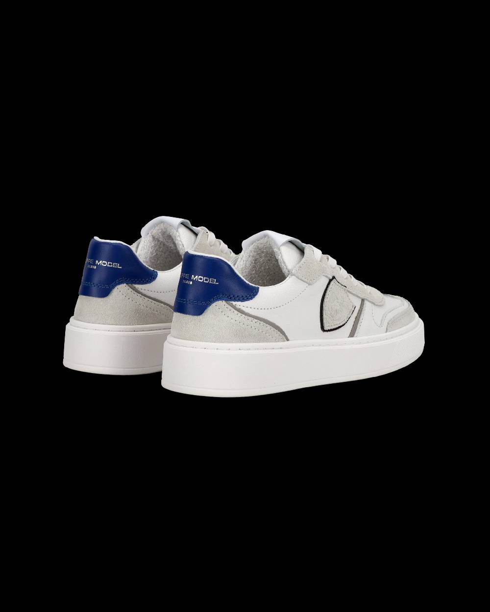 Philippe Model Junior Nice Low-Top Sneakers in Leather, White Blue Prezzo Ridotto
