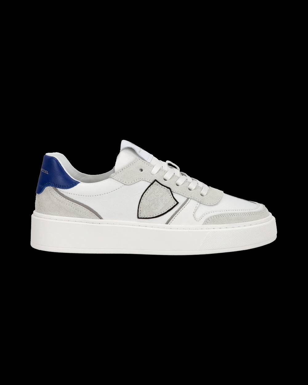 Philippe Model Junior Nice Low-Top Sneakers in Leather, White Blue Sottocosto