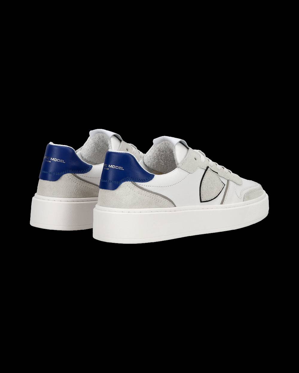 Philippe Model Junior Nice Low-Top Sneakers in Leather, White Blue Sottocosto