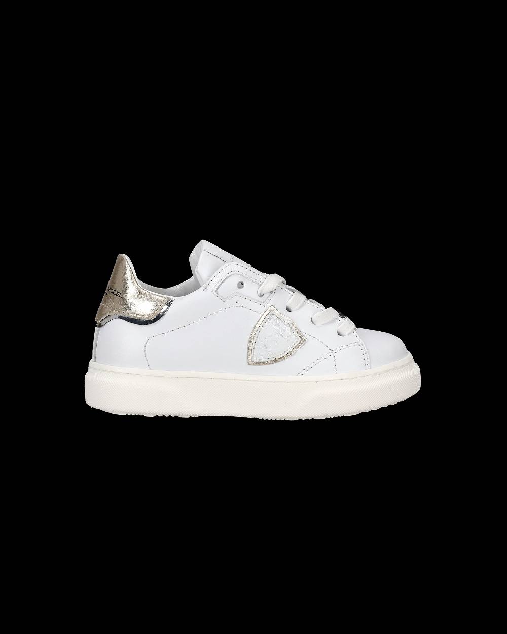 Philippe Model Sneakers Temple basse da Bambini Bianche e Oro in Pelle Outlet