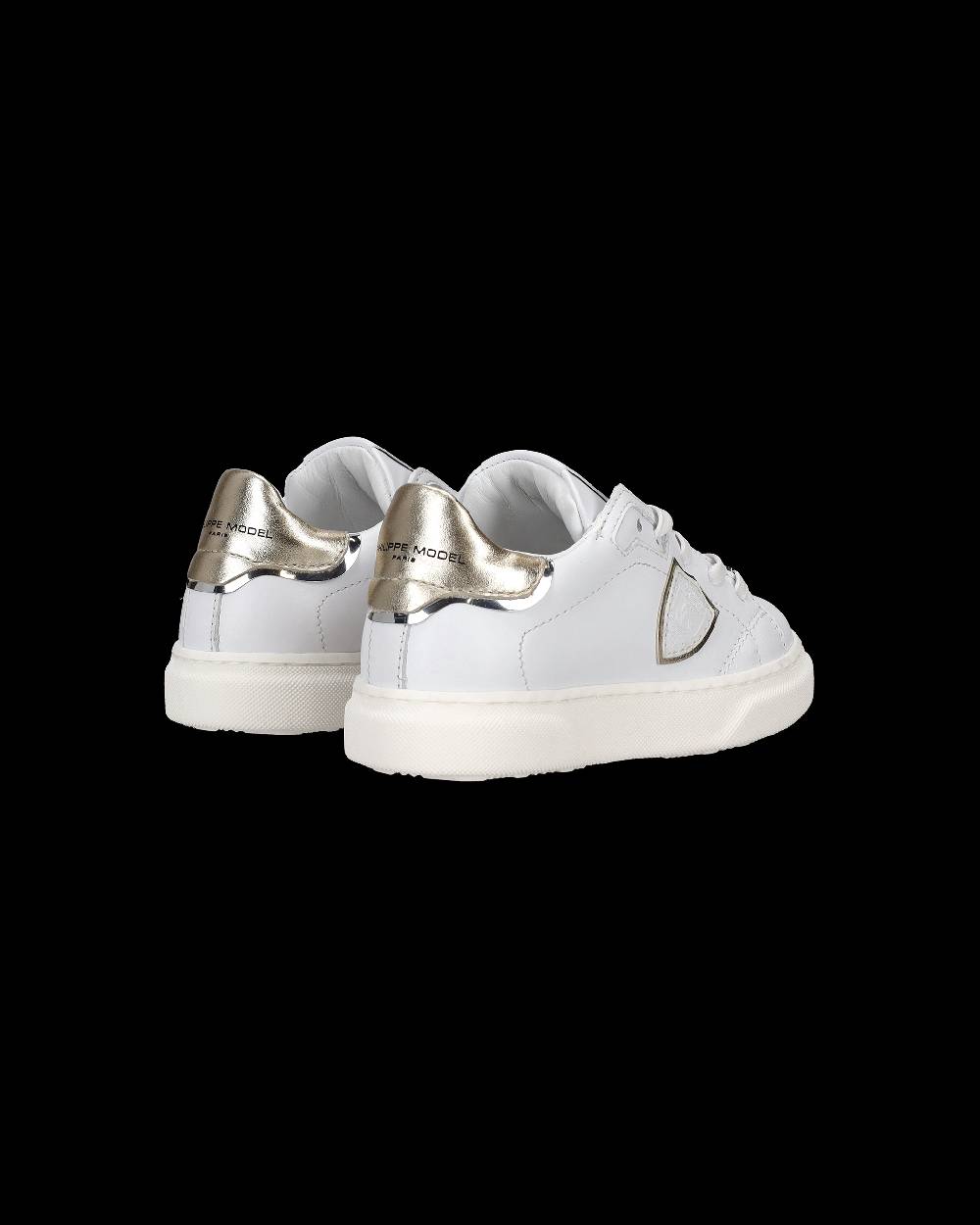 Philippe Model Sneakers Temple basse da Bambini Bianche e Oro in Pelle Outlet