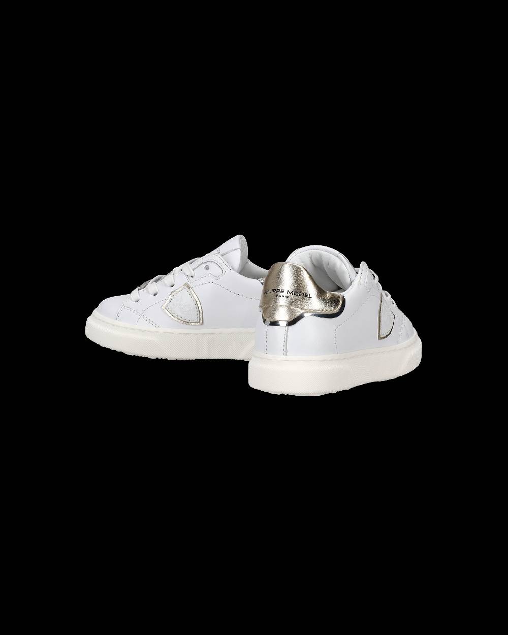 Philippe Model Sneakers Temple basse da Bambini Bianche e Oro in Pelle Outlet