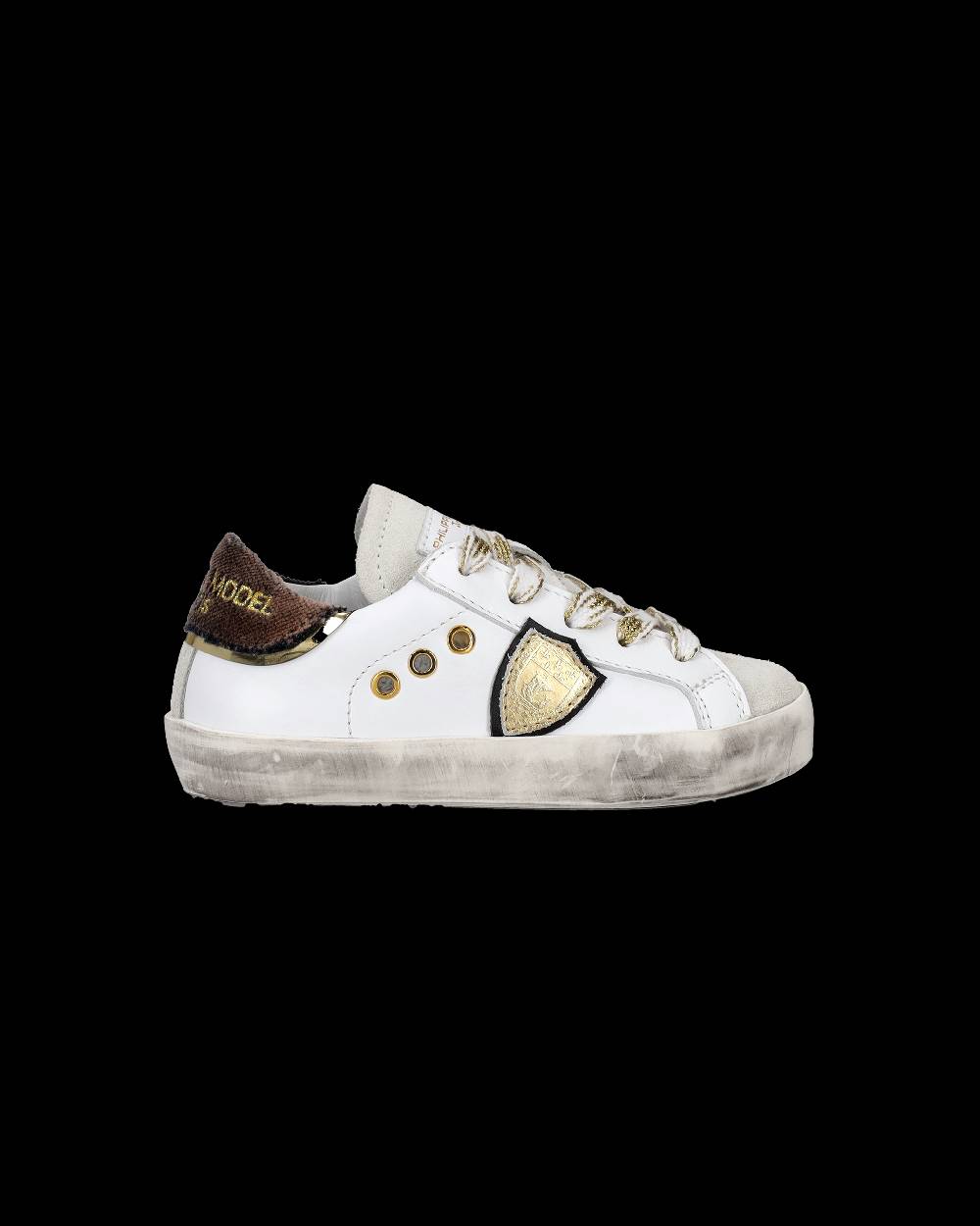 Philippe Model Scarpe da Bambini Prsx basse Bianche e Nere in Pelle In Vendita