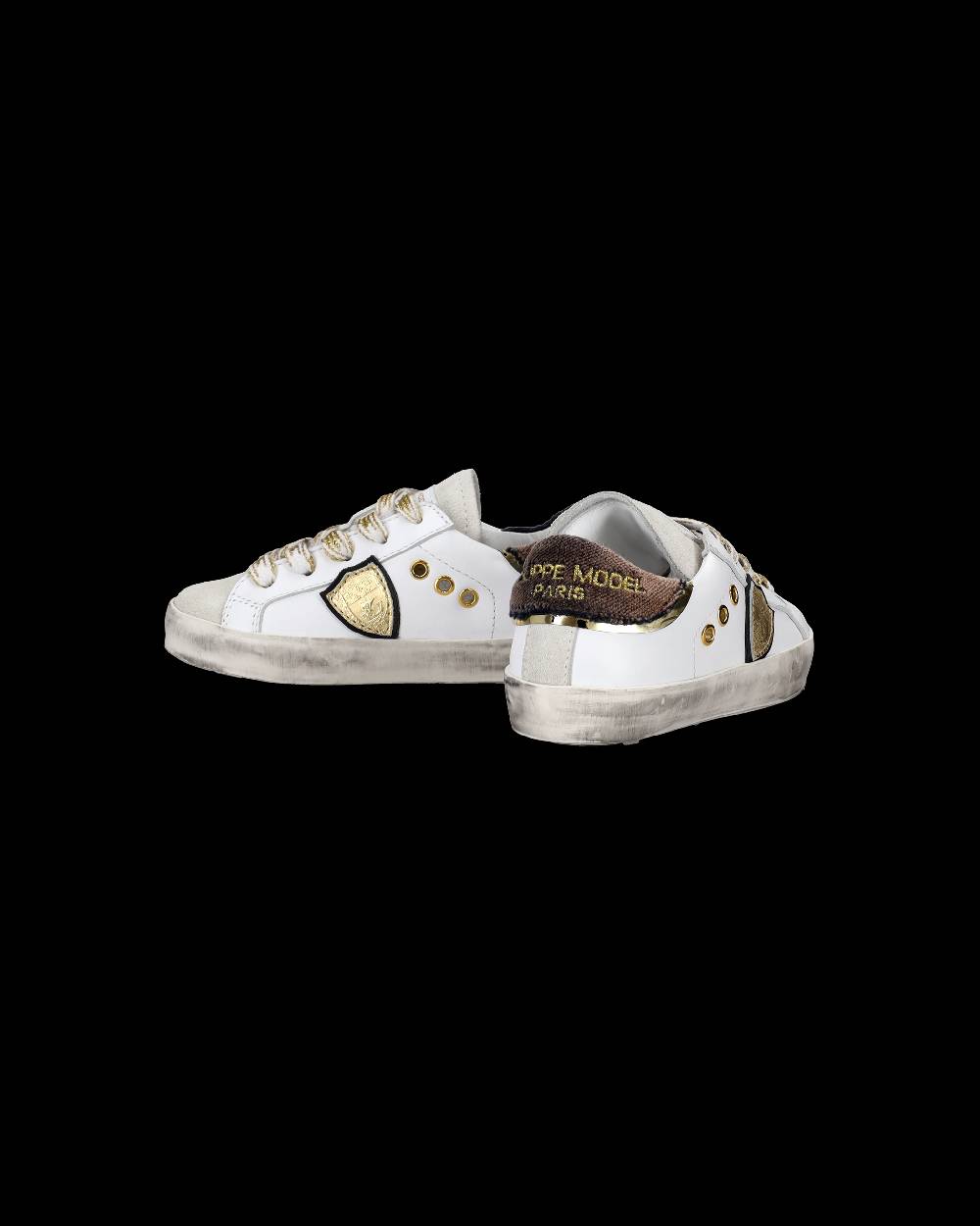 Philippe Model Scarpe da Bambini Prsx basse Bianche e Nere in Pelle In Vendita