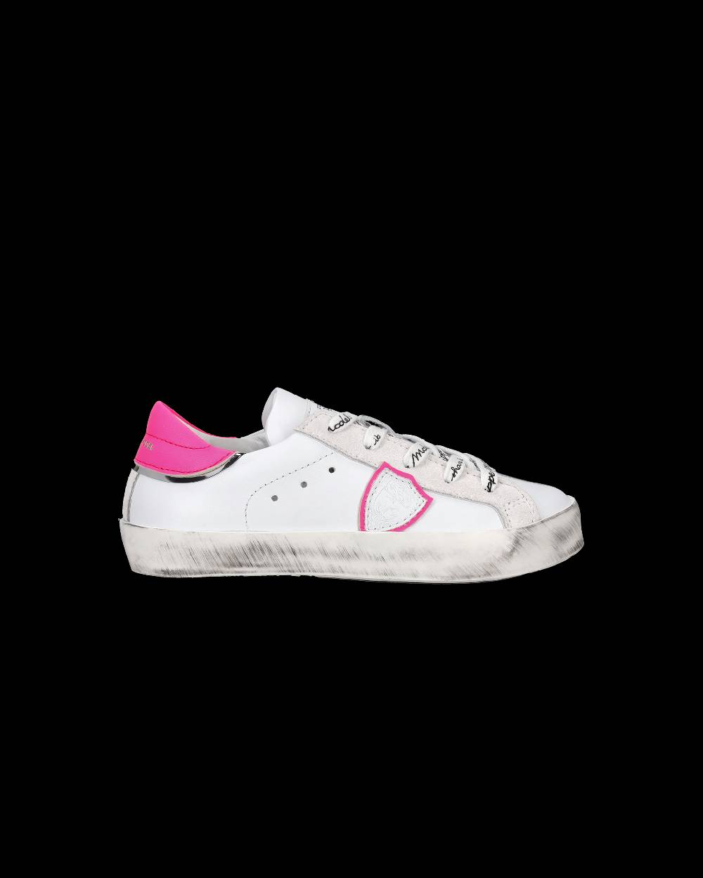 Philippe Model Scarpe da Bambini Prsx Bianche e Fucsia in Pelle Nuova