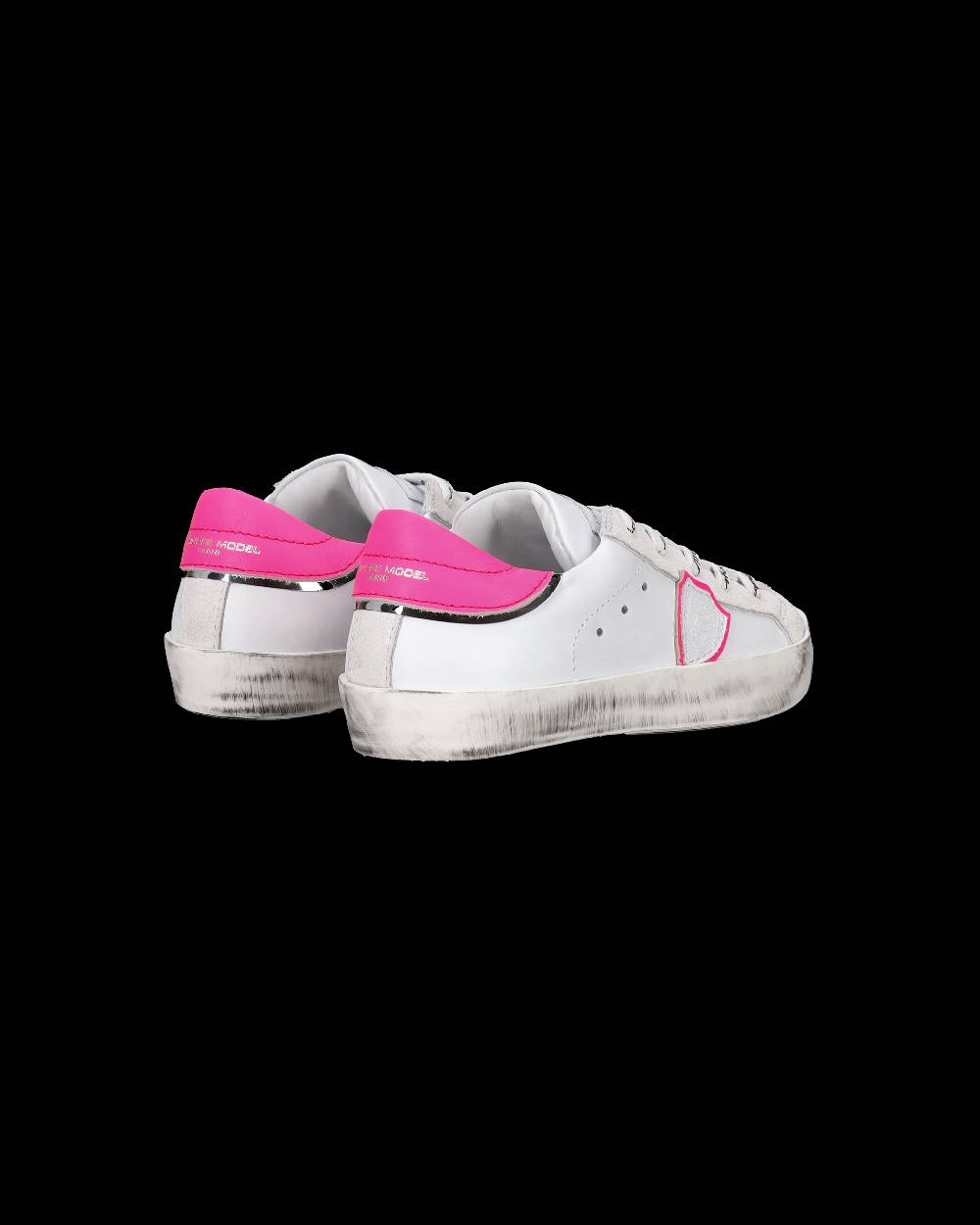 Philippe Model Scarpe da Bambini Prsx Bianche e Fucsia in Pelle Nuova