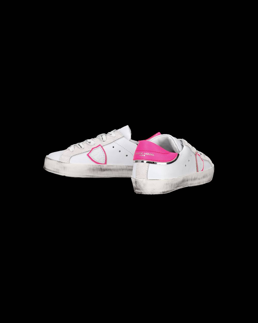 Philippe Model Scarpe da Bambini Prsx Bianche e Fucsia in Pelle Nuova