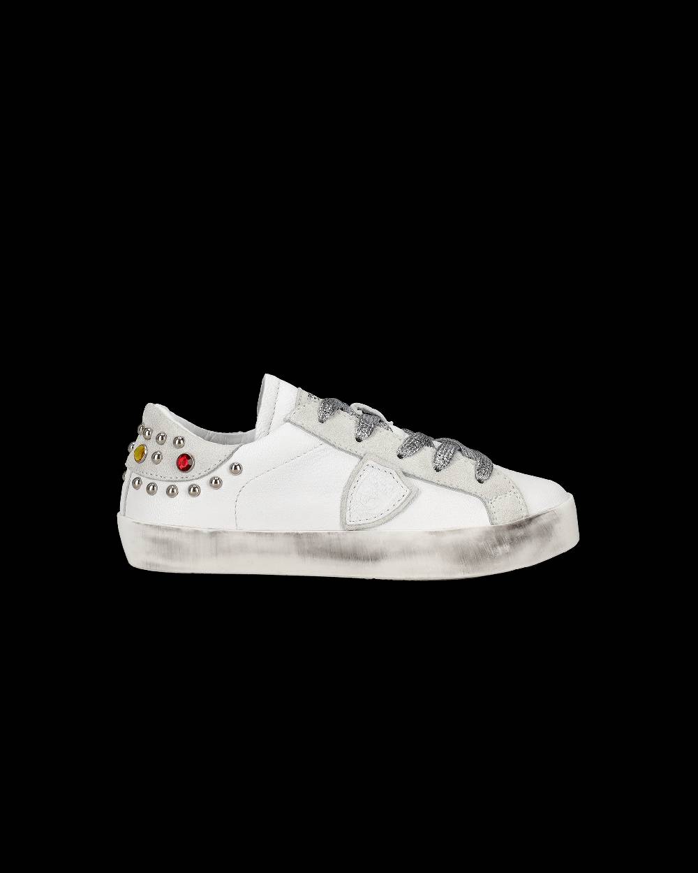 Philippe Model Sneakers Paris da Bambini Bianche e Grigie in Pelle Promozione