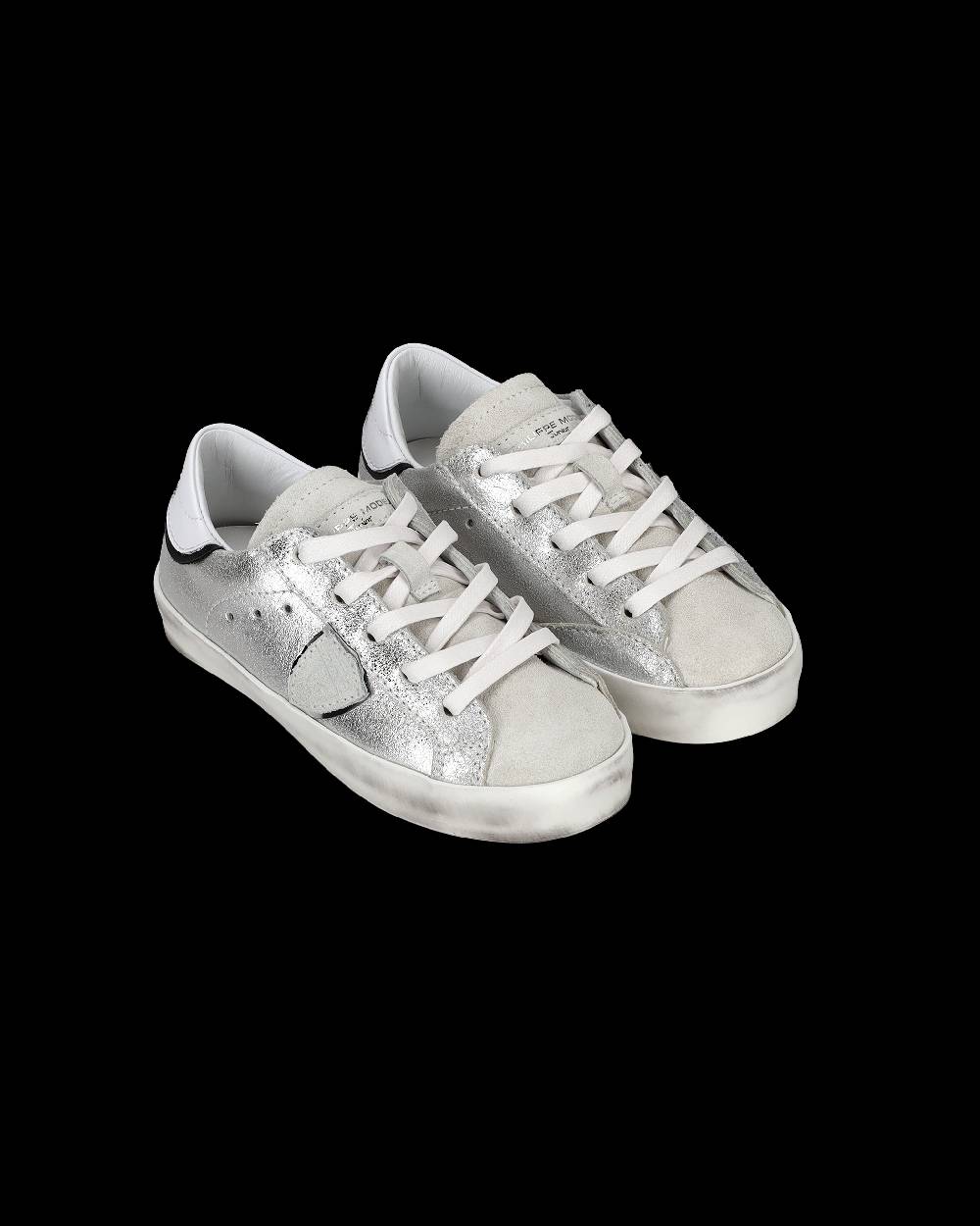 Philippe Model Sneakers Paris da Bambini Argento in Pelle Metal Spedizione Gratuita