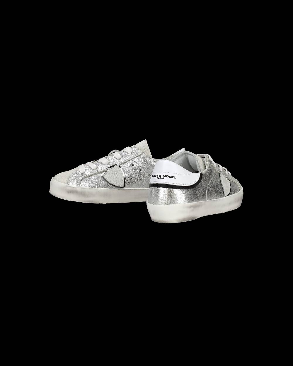 Philippe Model Sneakers Paris da Bambini Argento in Pelle Metal Spedizione Gratuita