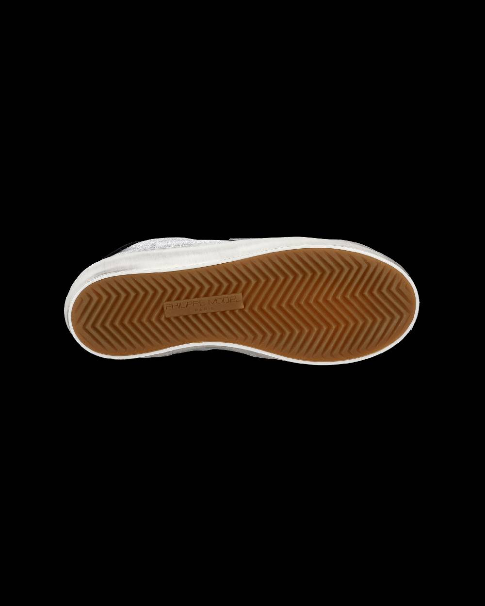 Philippe Model Sneakers Paris da Bambini Argento e Nere in Pelle Metal Pezzi Unici