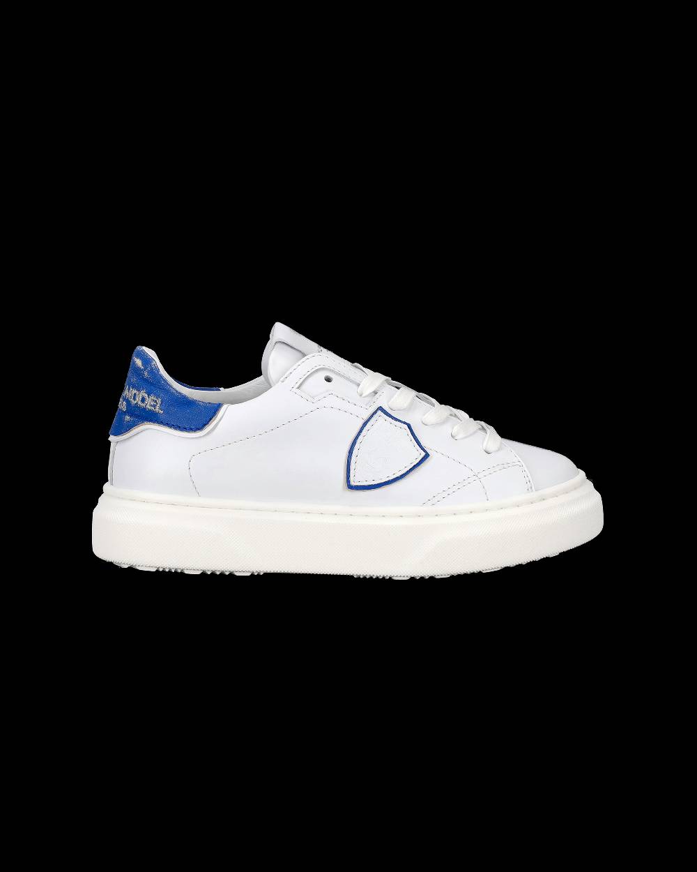 Philippe Model Sneakers Temple da Bambini Bianche e Blu in Pelle Morbida Qualità Garantita