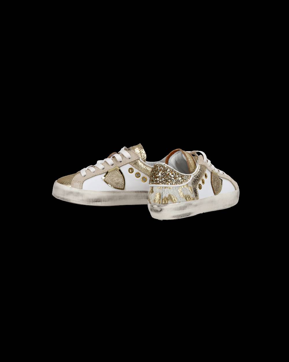 Philippe Model Baby Paris Low-Top Sneakers in Leather, White Gold Consegna Veloce