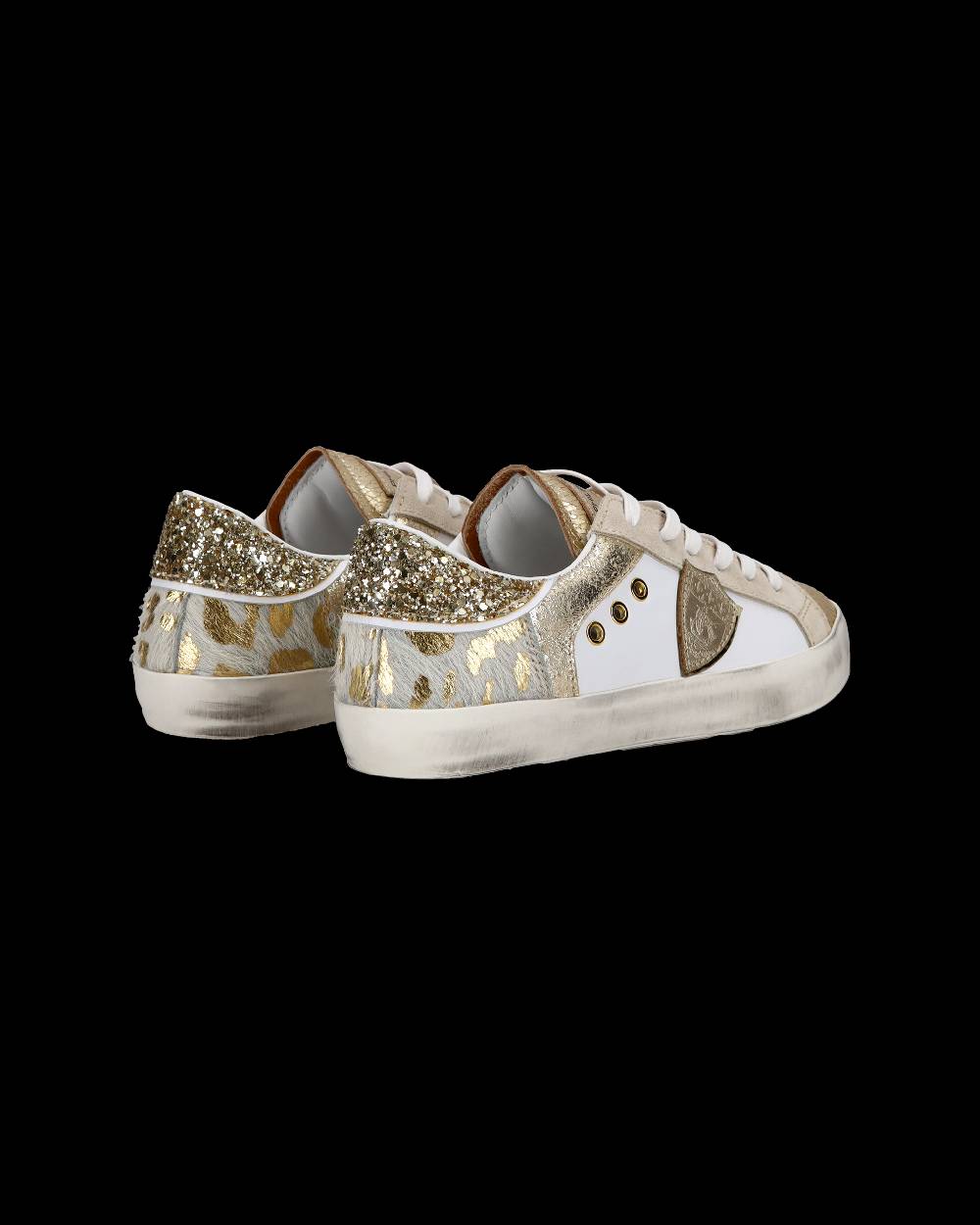 Philippe Model Sneakers basse Paris da Bambino in pelle, Bianco Oro Offerte