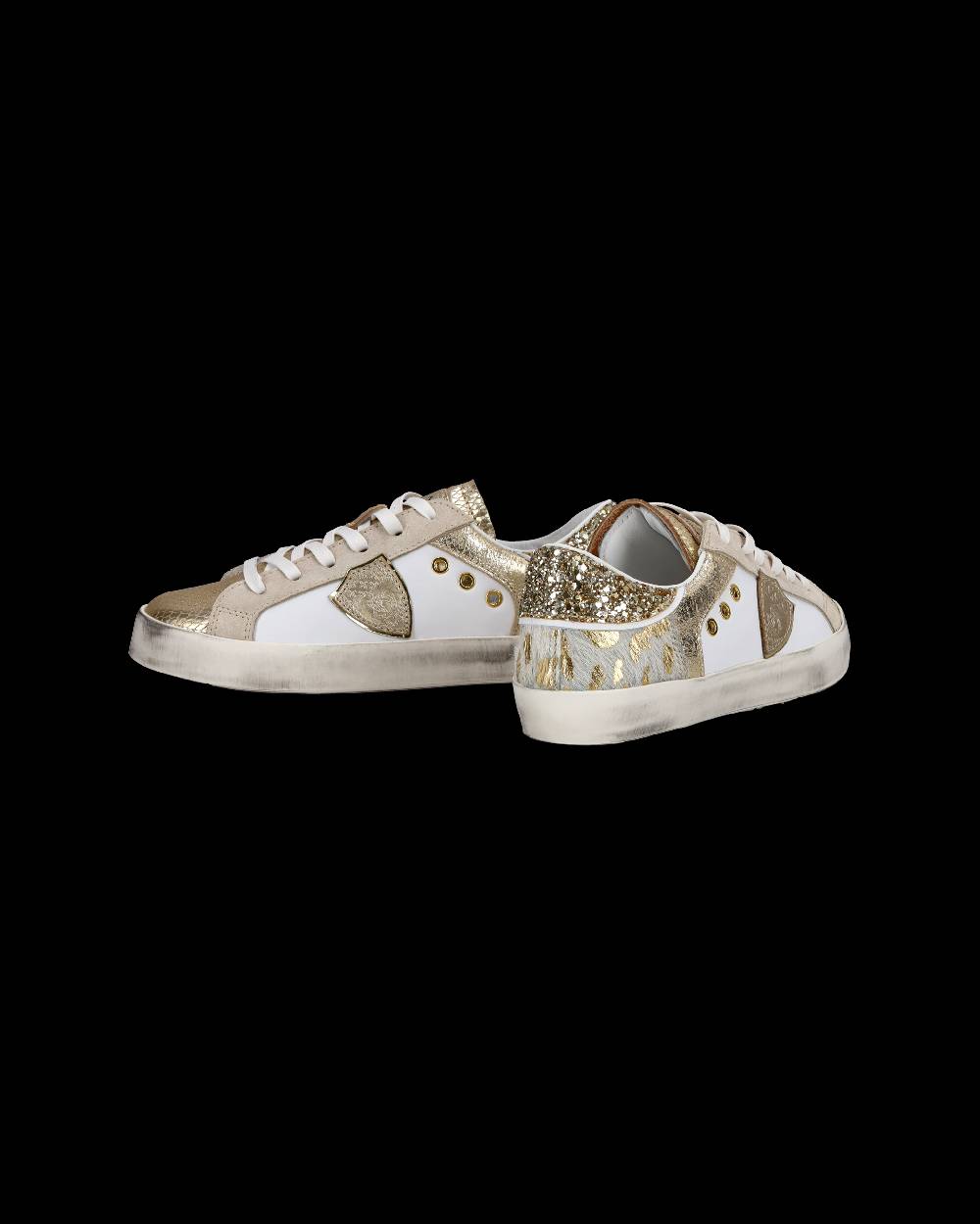 Philippe Model Sneakers basse Paris da Bambino in pelle, Bianco Oro Offerte