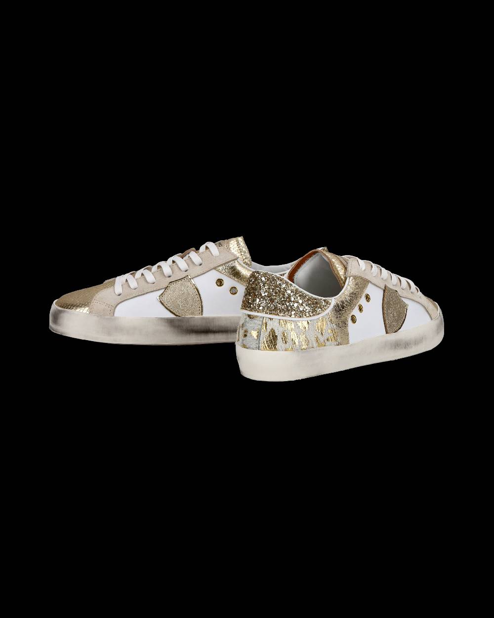 Philippe Model Sneakers basse Paris da Bambino in pelle, Bianco Oro Hotsell