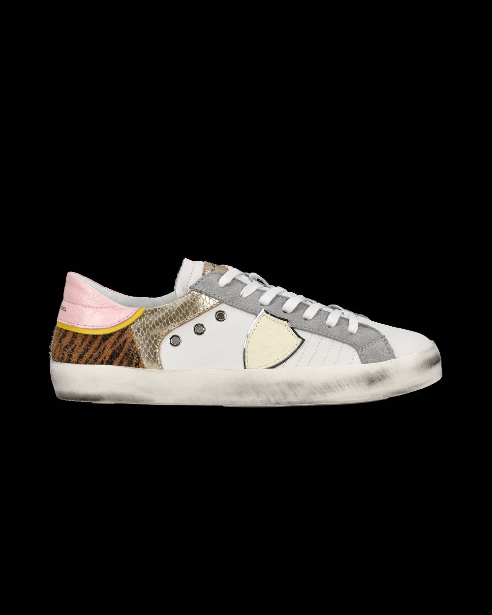 Philippe Model Sneakers basse Paris da Bambino in pelle, Bianco Cognac Vendita Calda