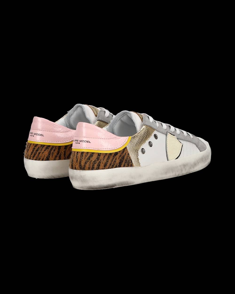 Philippe Model Sneakers basse Paris da Bambino in pelle, Bianco Cognac Vendita Calda