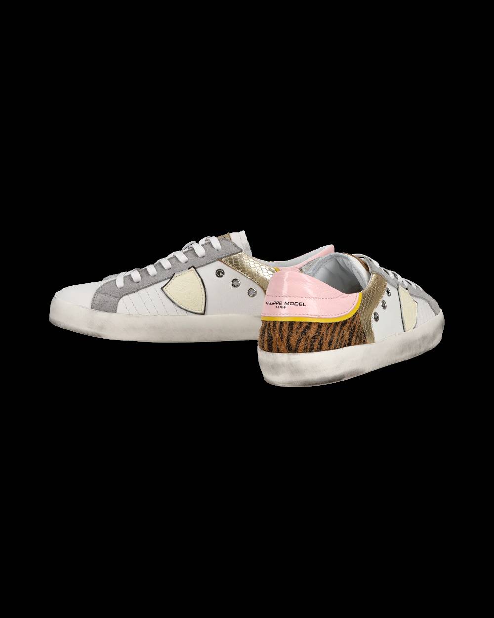 Philippe Model Sneakers basse Paris da Bambino in pelle, Bianco Cognac Vendita Calda