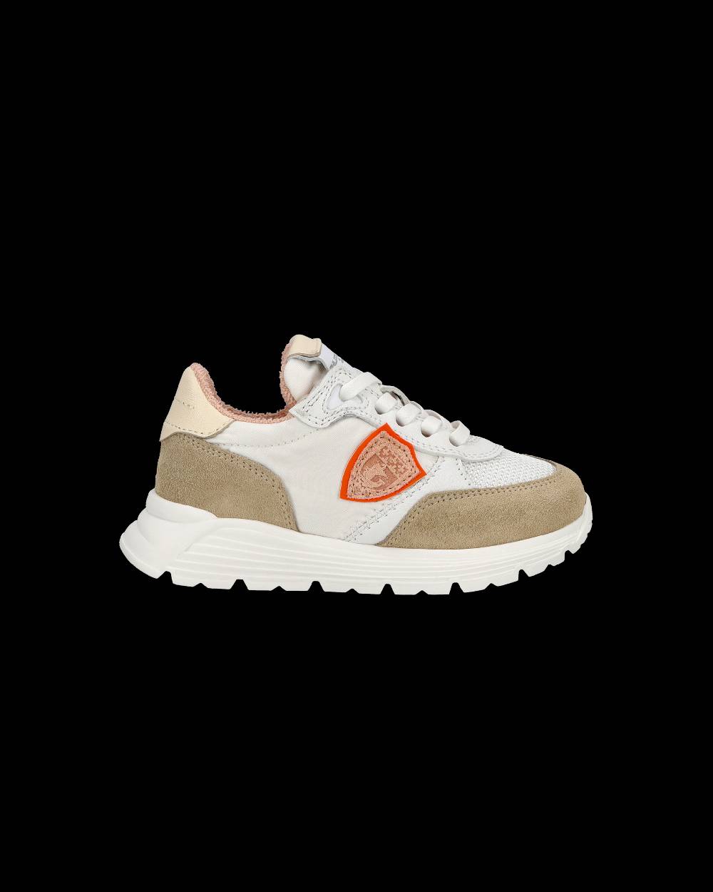 Philippe Model Baby Antibes Low-Top Sneakers in Nylon And Leather, White Beige Saldi Di Fabbrica