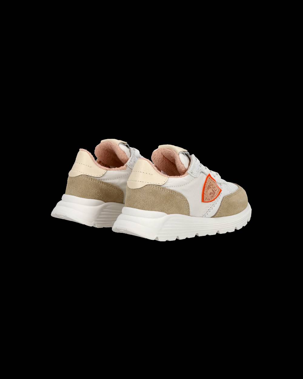 Philippe Model Baby Antibes Low-Top Sneakers in Nylon And Leather, White Beige Saldi Di Fabbrica