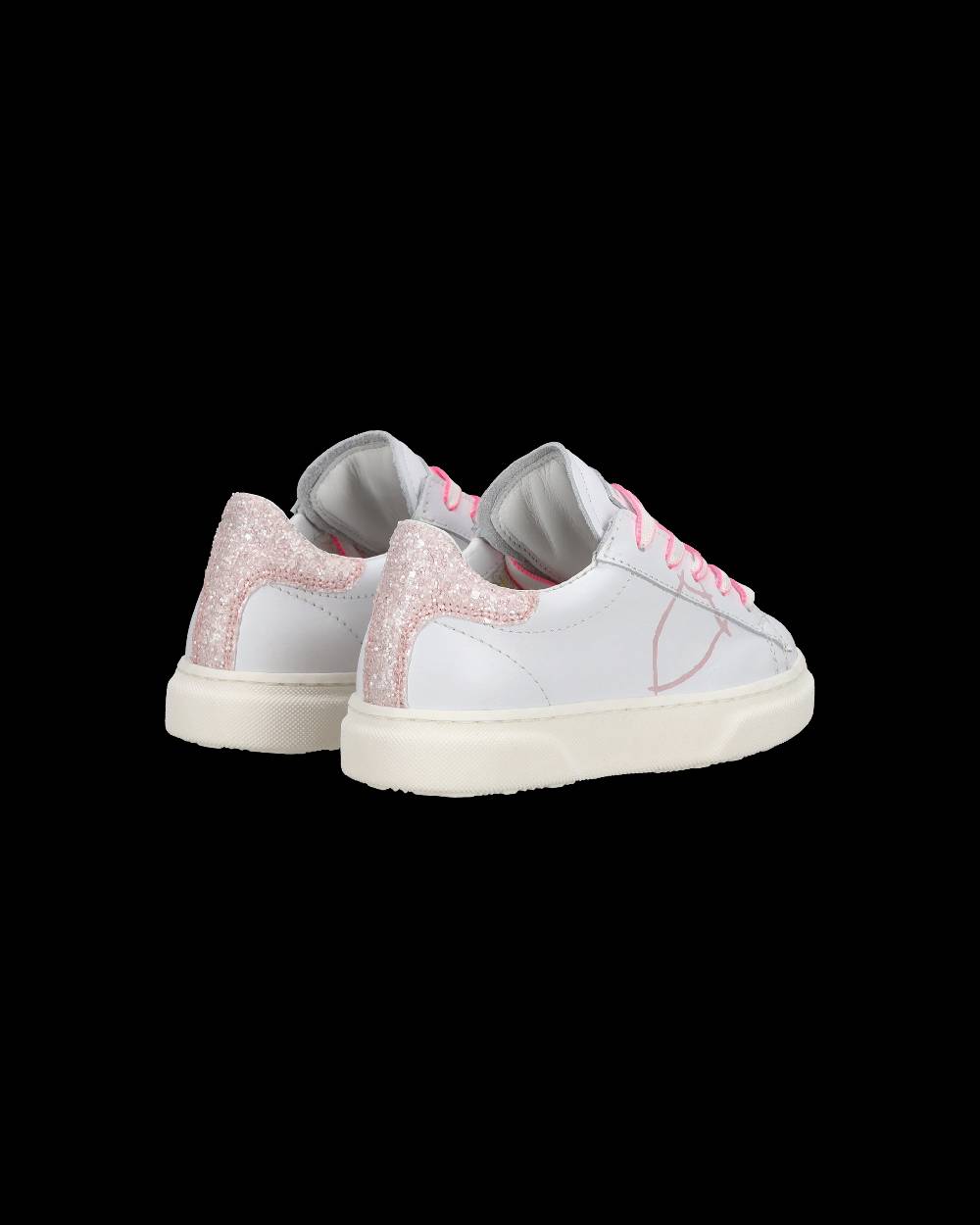 Philippe Model Baby Temple Low-Top Sneakers in Leather, White Pink I Più Venduti