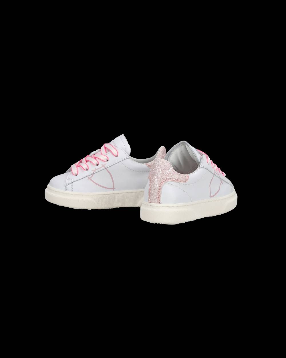 Philippe Model Baby Temple Low-Top Sneakers in Leather, White Pink I Più Venduti