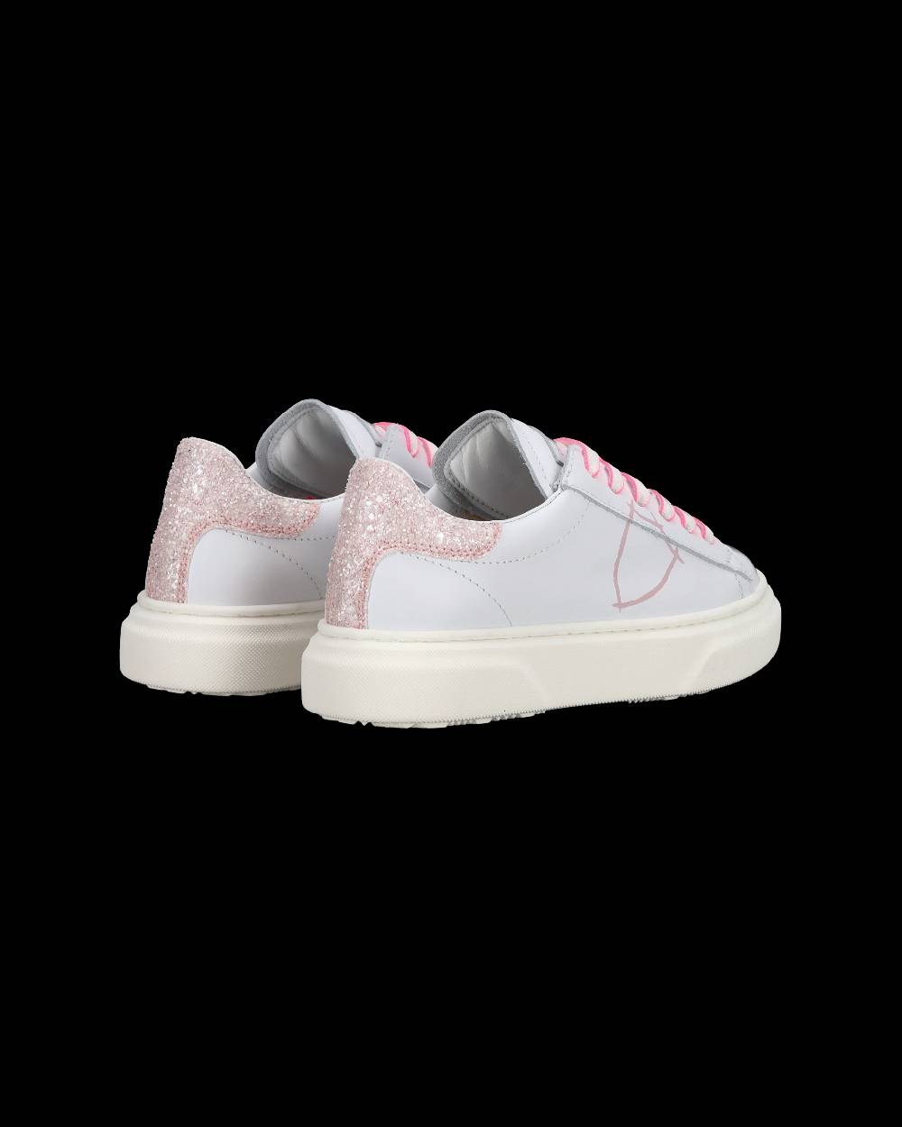 Philippe Model Sneakers basse Temple da Ragazzo in pelle, Bianco Rosa Vendite Flash