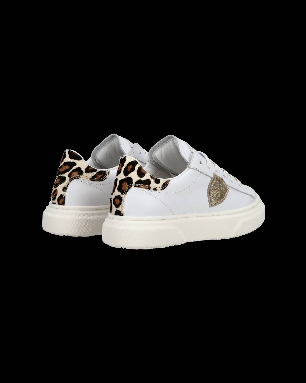 Philippe Model Junior Temple Low-Top Sneakers in Leather, White Pink Negozio