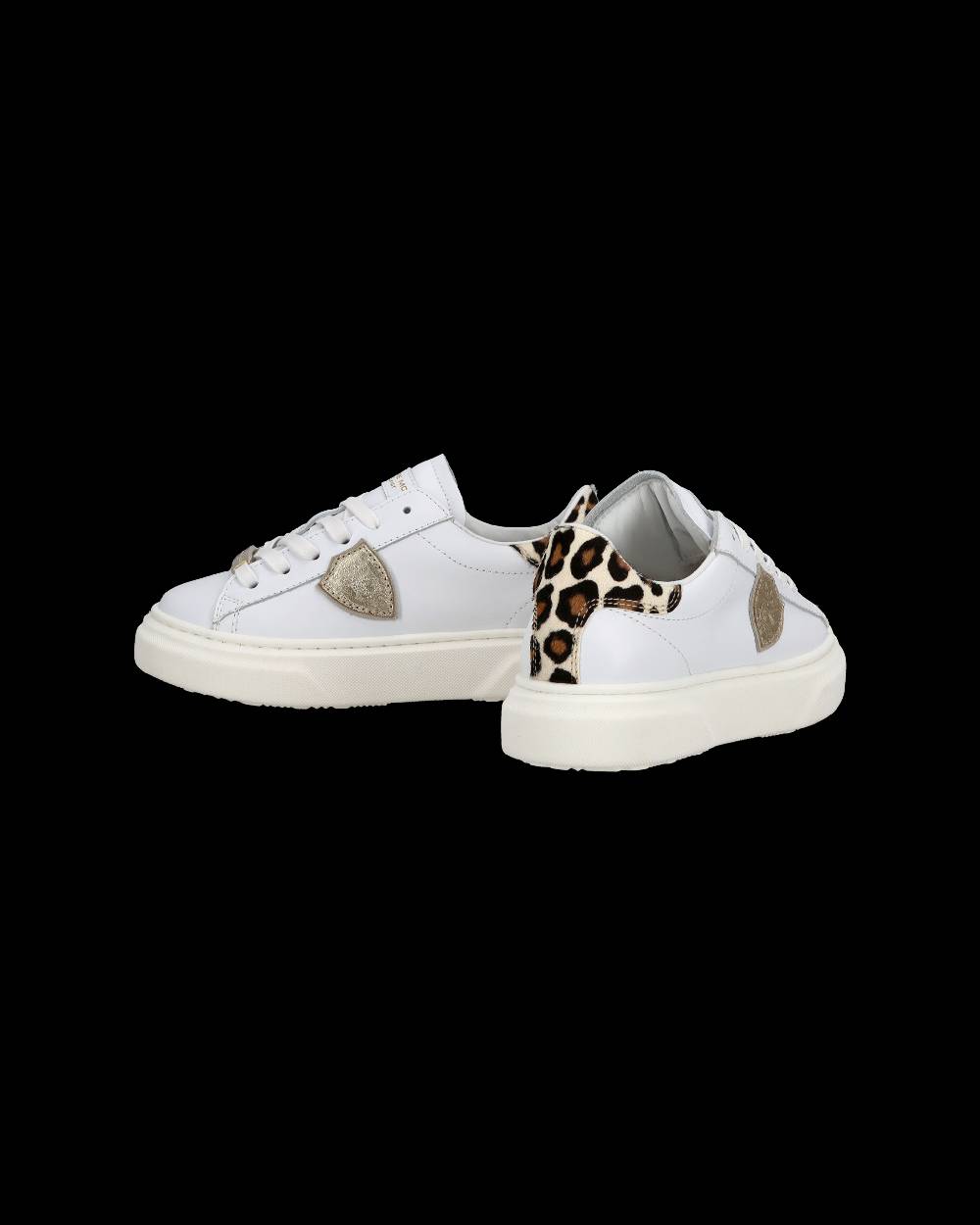 Philippe Model Junior Temple Low-Top Sneakers in Leather, White Pink Negozio
