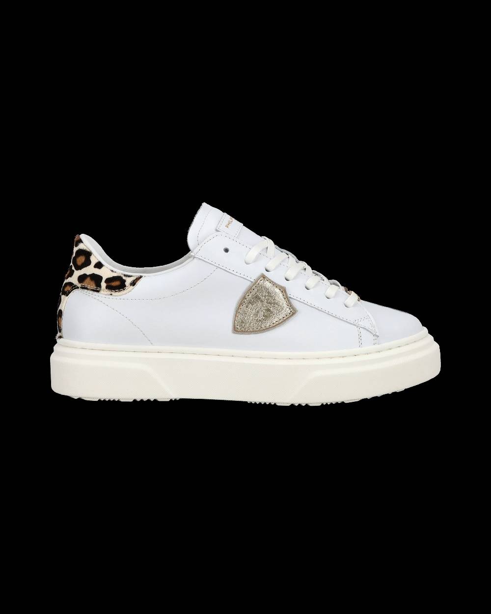 Philippe Model Junior Temple Low-Top Sneakers in Leather, White Pink In Saldo
