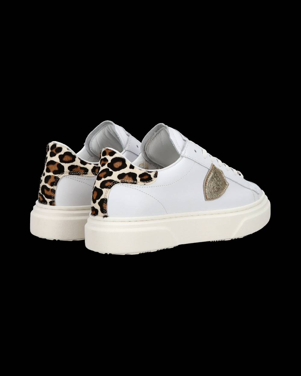 Philippe Model Junior Temple Low-Top Sneakers in Leather, White Pink In Saldo
