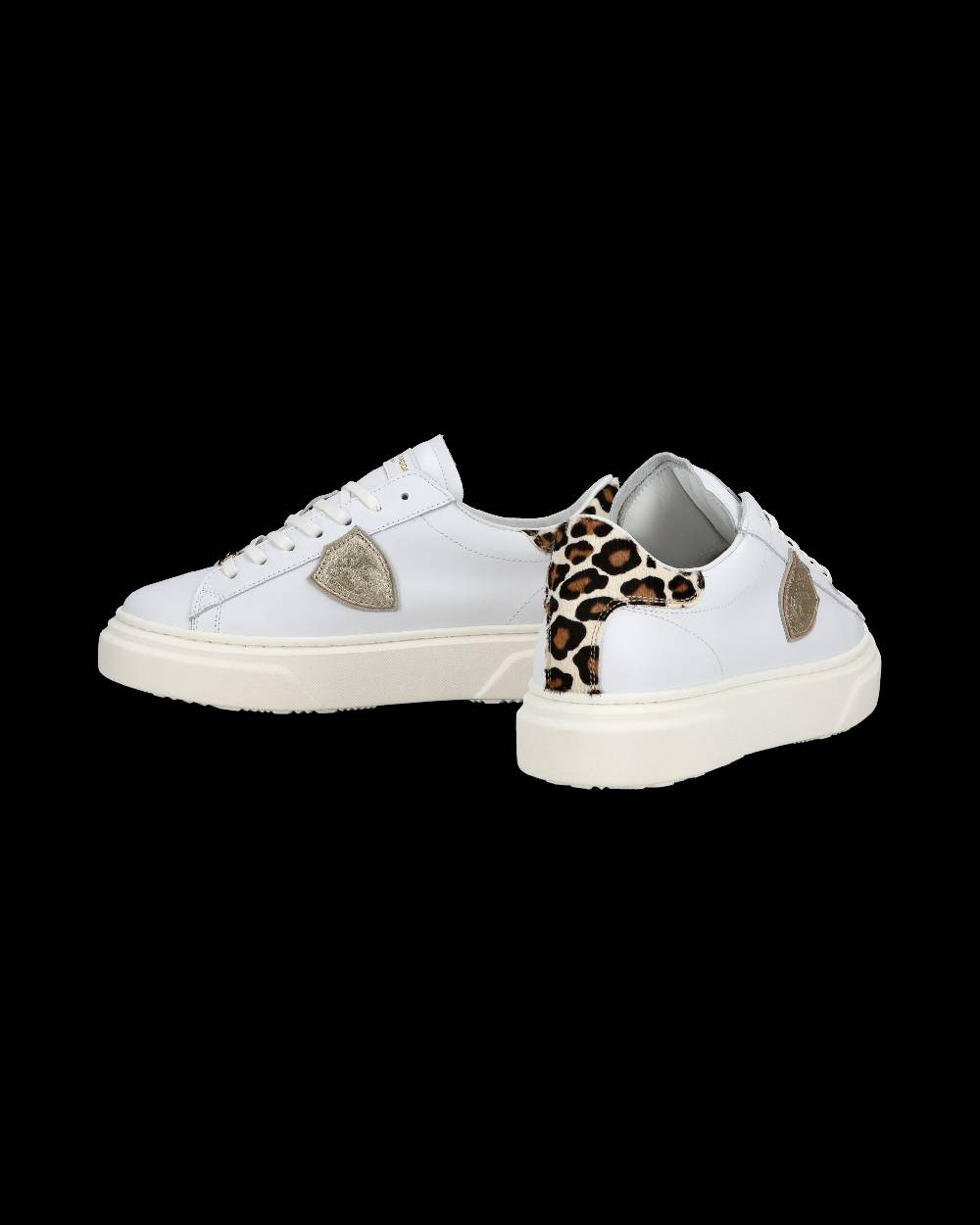 Philippe Model Junior Temple Low-Top Sneakers in Leather, White Pink In Saldo