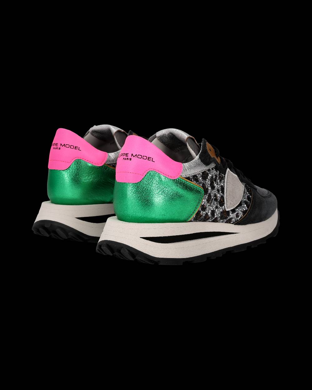 Philippe Model Sneaker Tropez Haute Donna, Nero e Verde Vendita
