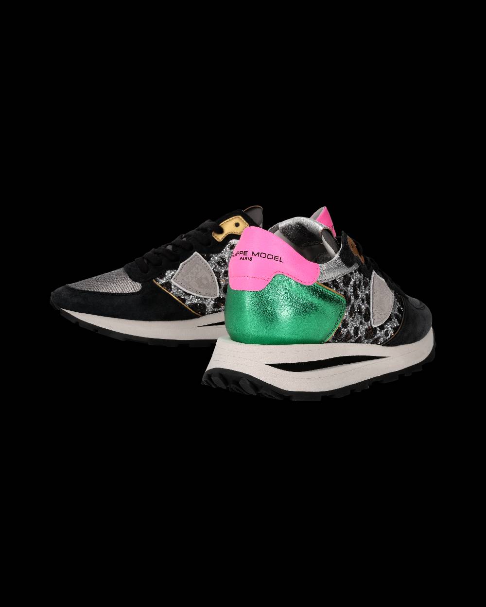 Philippe Model Sneaker Tropez Haute Donna, Nero e Verde Vendita