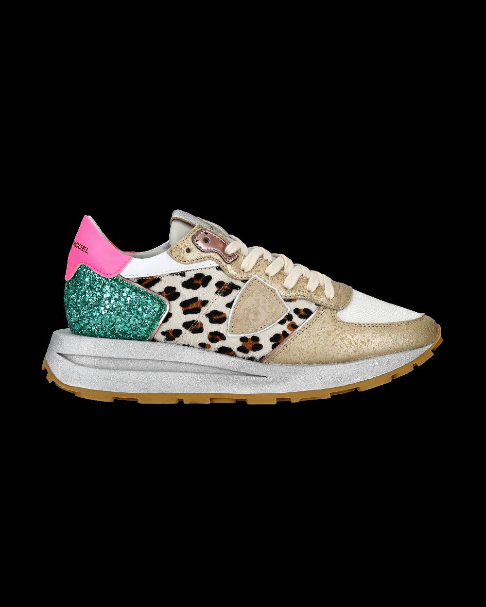 Philippe Model Sneaker basse Tropez Haute donna - bianco, fucsia e animalier Pezzi Unici