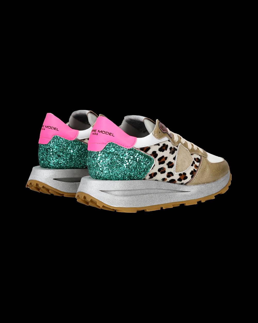 Philippe Model Sneaker basse Tropez Haute donna - bianco, fucsia e animalier Pezzi Unici