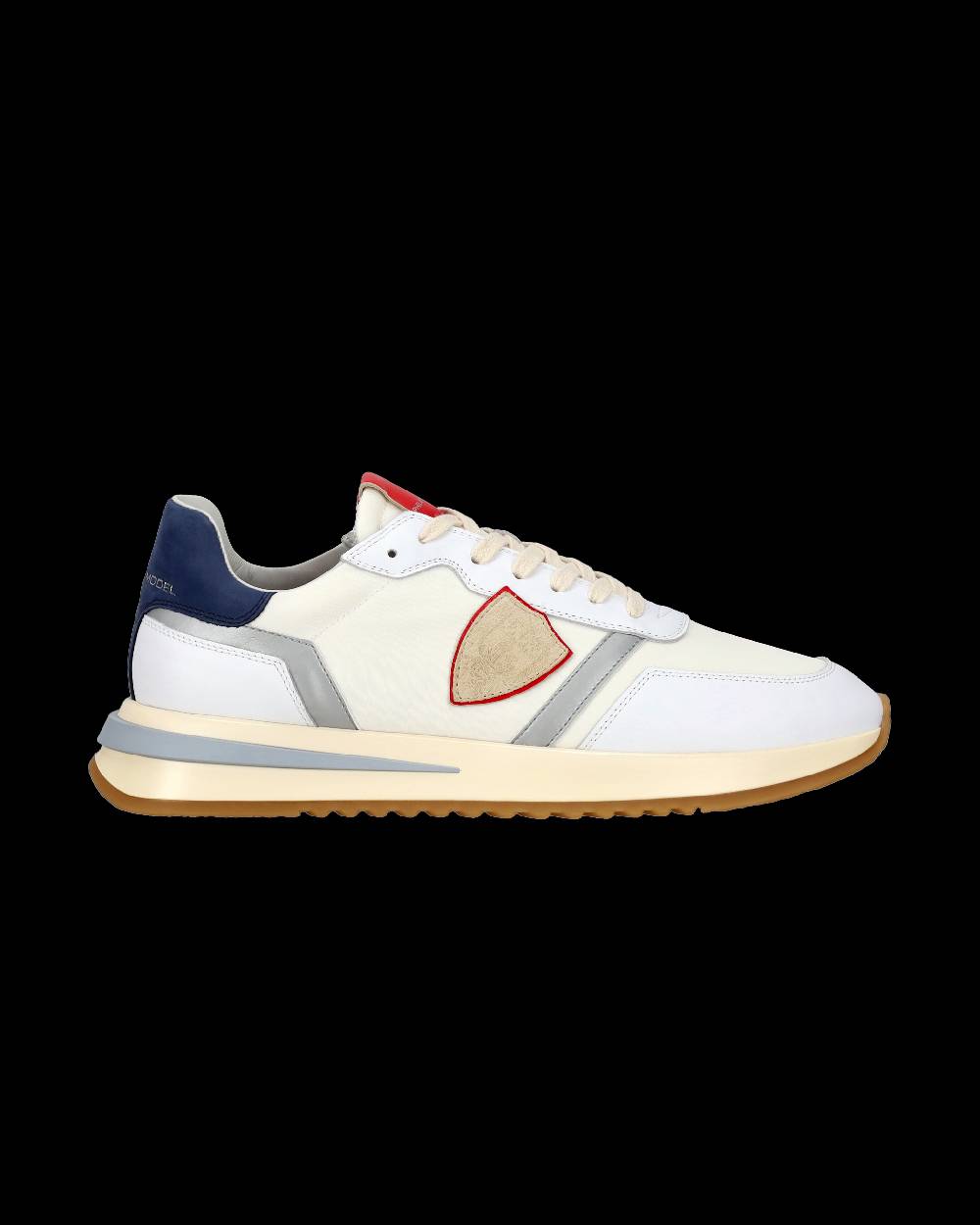 Philippe Model Sneaker casual Tropez 2.1 da uomo in nylon e pelle - Bianco, blu e rosso Spedizione Gratuita