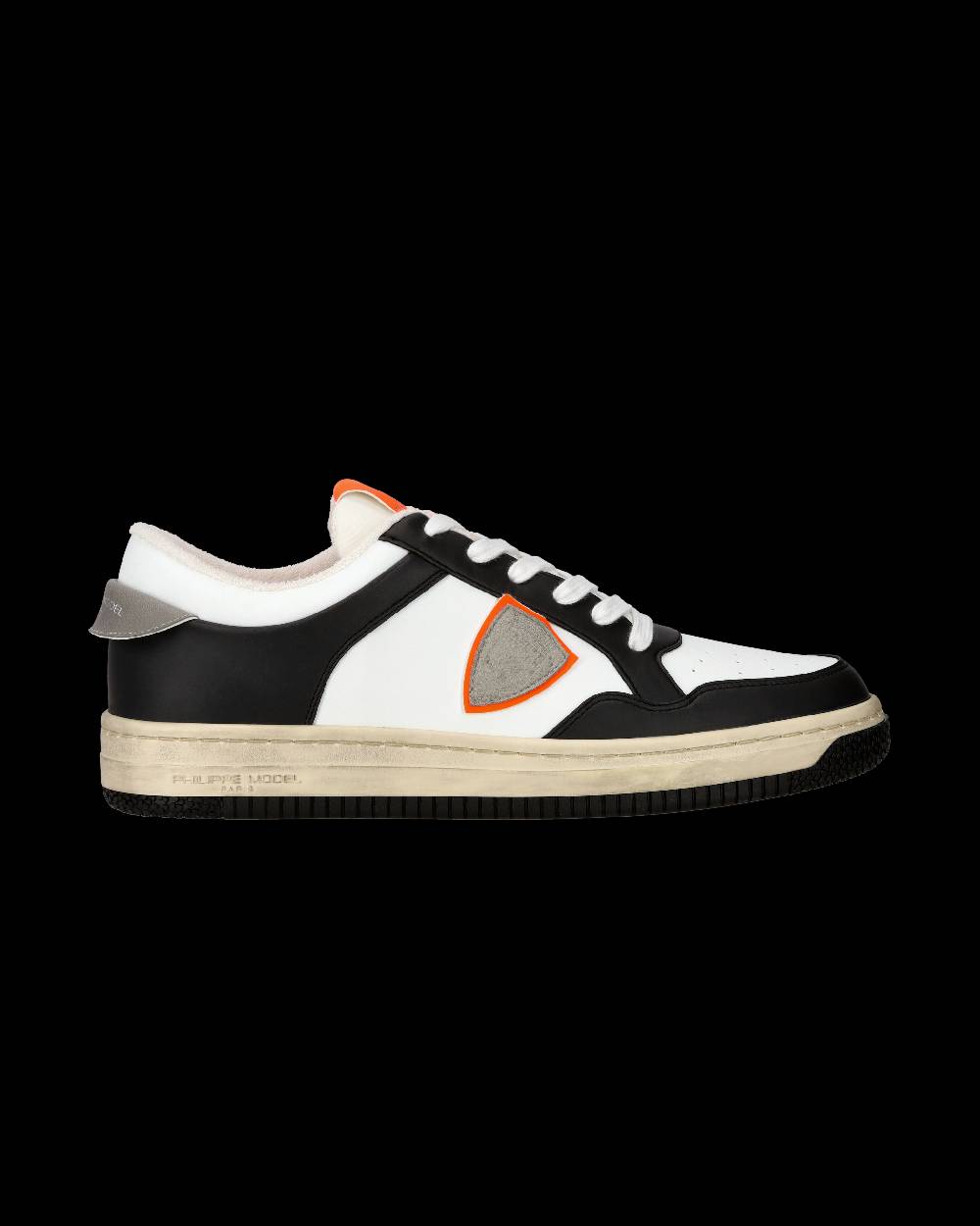 Philippe Model Sneaker streetwear Lyon da uomo in pelle riciclata - Nero e arancione Moda