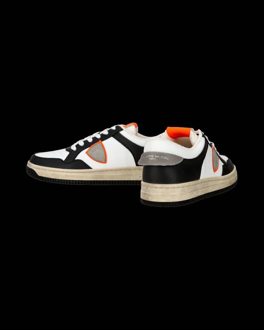 Philippe Model Sneaker streetwear Lyon da uomo in pelle riciclata - Nero e arancione Moda