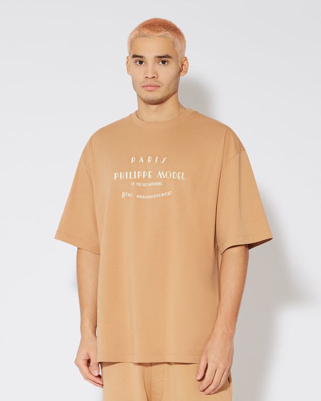 Philippe Model T-Shirt Maurice da Uomo Marrone in Jersey Italy