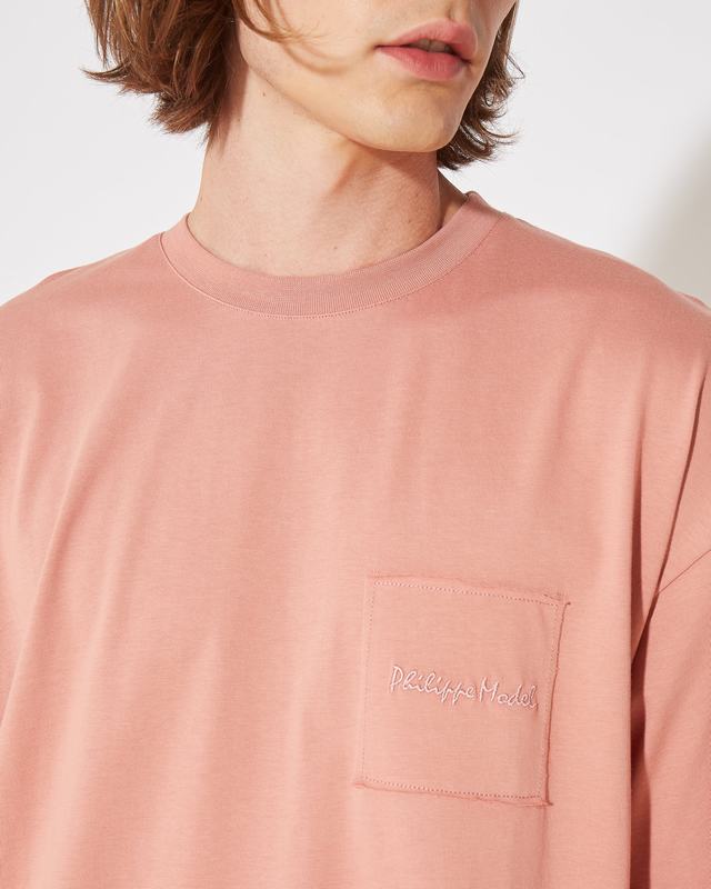 Philippe Model T-Shirt Maurice da Uomo Rosa in Jersey In Linea
