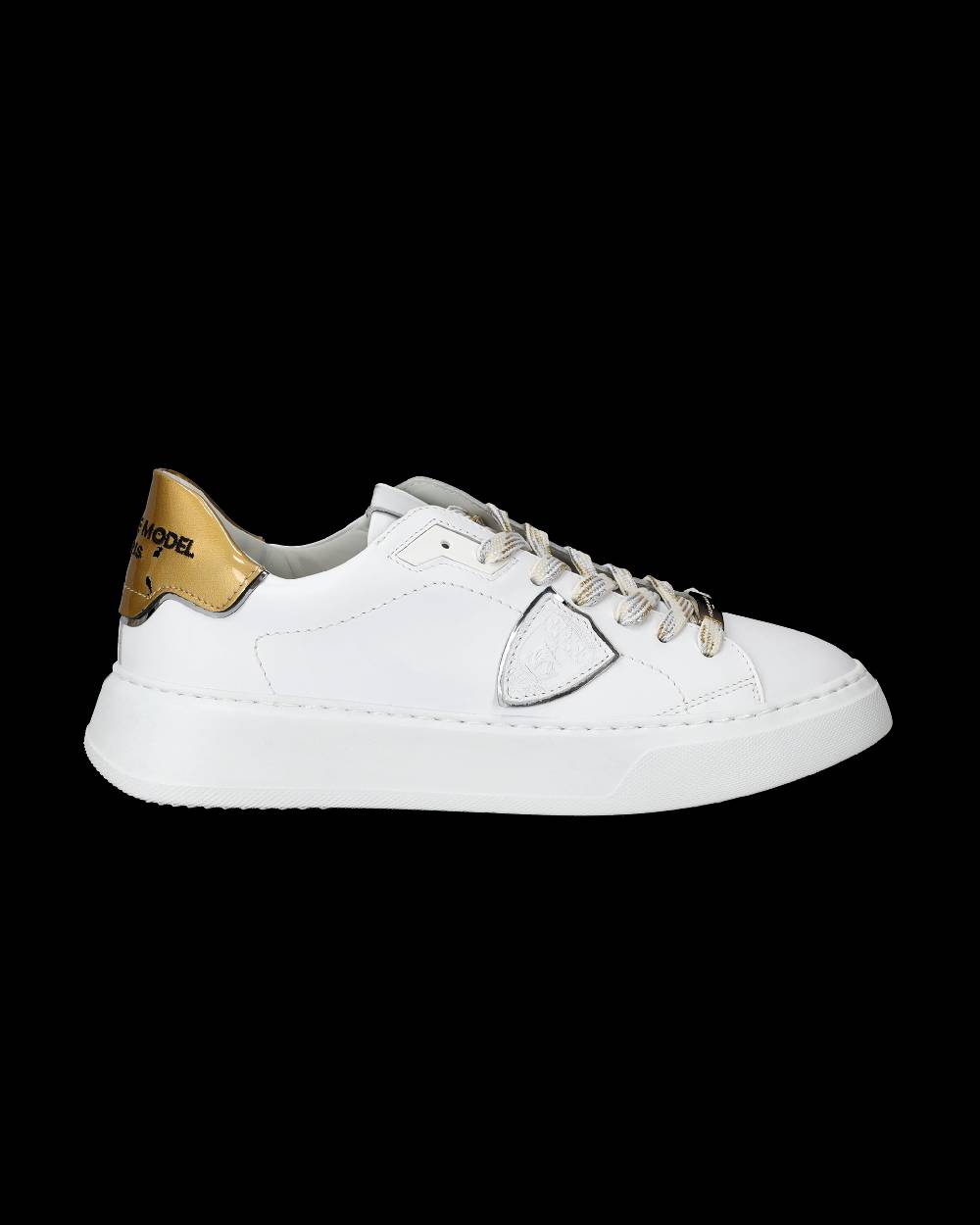 Philippe Model Sneakers Temple da Donna Bianche e Oro in Pelle E Vernice Negozio