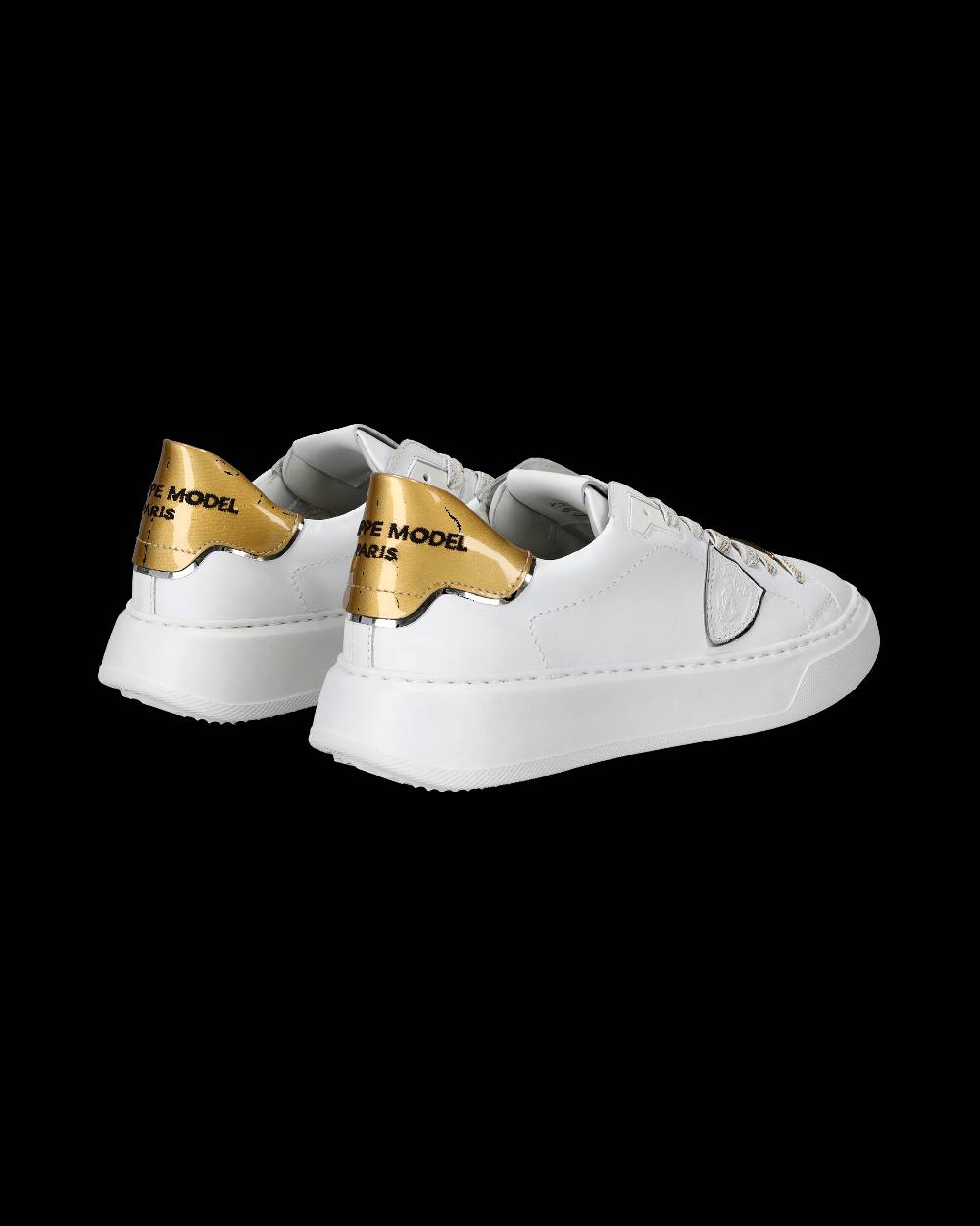 Philippe Model Sneakers Temple da Donna Bianche e Oro in Pelle E Vernice Negozio