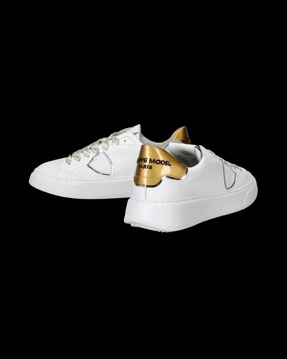 Philippe Model Sneakers Temple da Donna Bianche e Oro in Pelle E Vernice Negozio