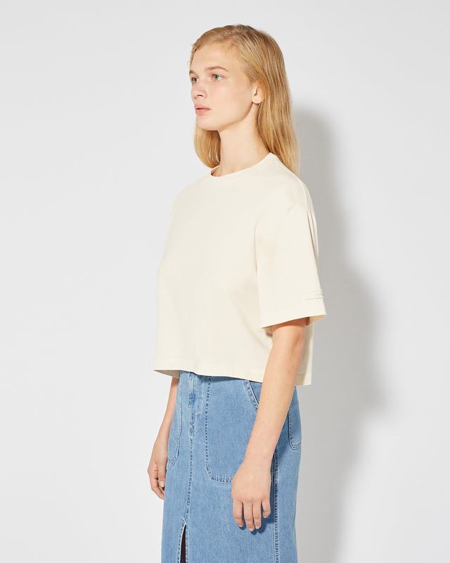 Philippe Model T-Shirt Cropped Marion da Donna Beige ecru in Jersey Qualità Garantita