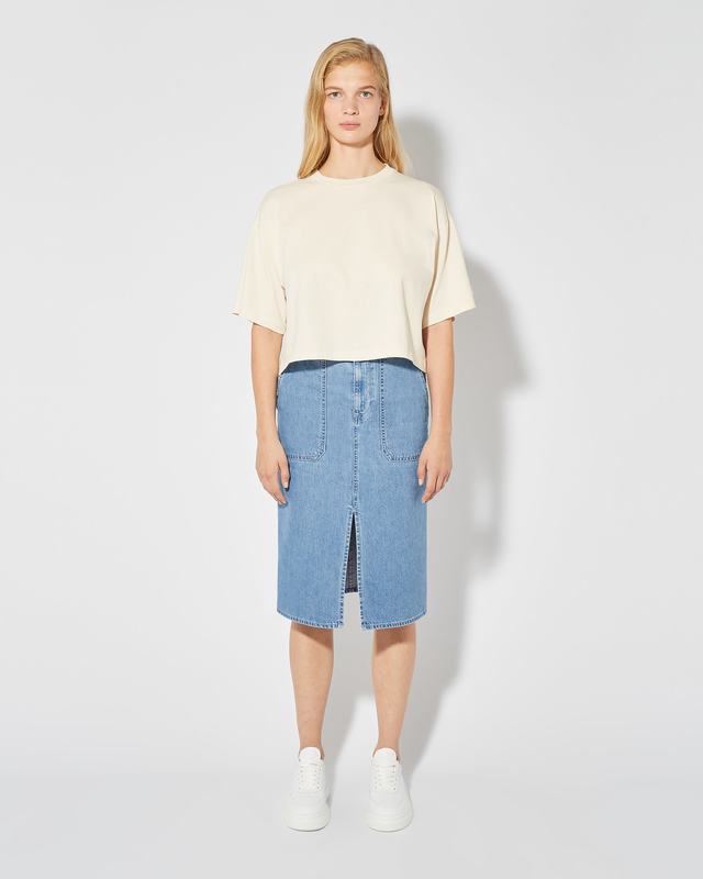 Philippe Model T-Shirt Cropped Marion da Donna Beige ecru in Jersey Qualità Garantita