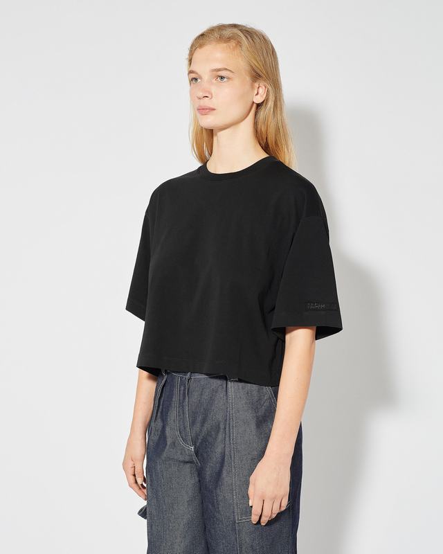 Philippe Model T-Shirt Cropped Marion da Donna Nera in Jersey Negozi Online