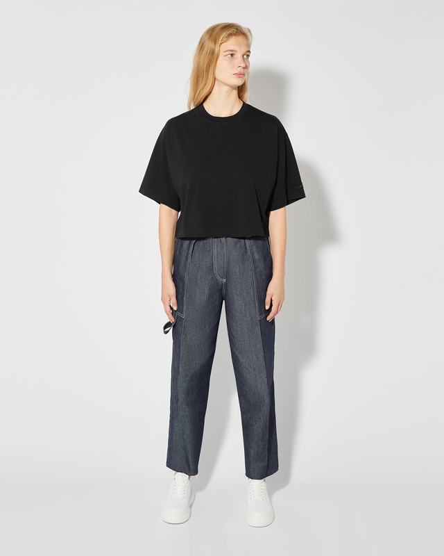 Philippe Model T-Shirt Cropped Marion da Donna Nera in Jersey Negozi Online