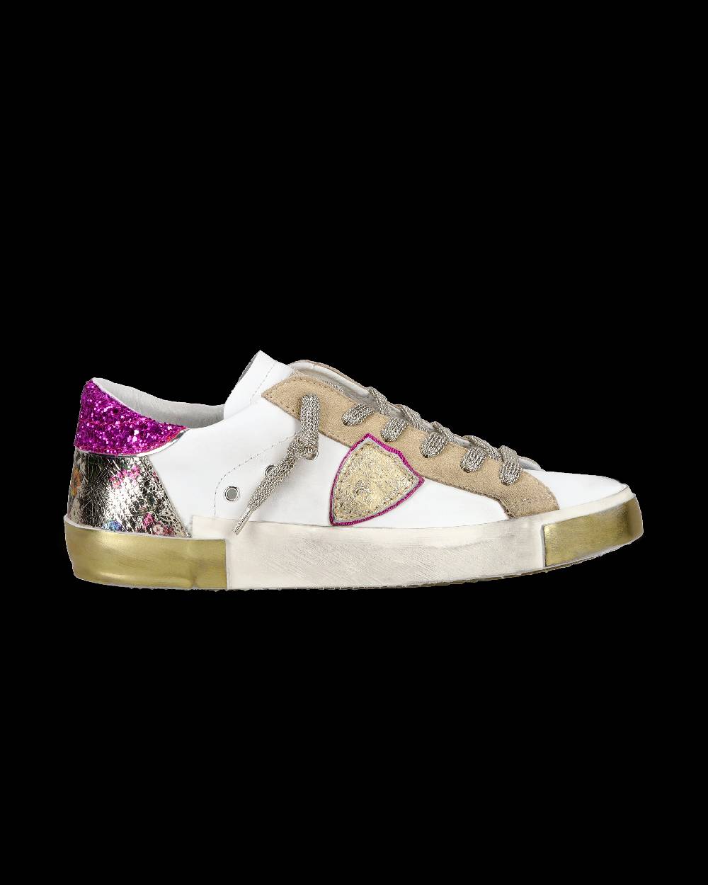 Philippe Model Sneaker casual Prsx da donna in pelle - Bianco e fucsia In Linea